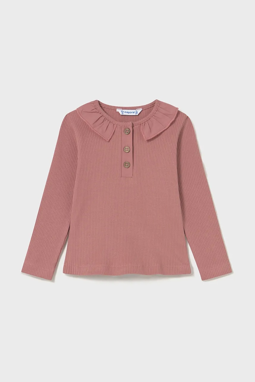 Mayoral longsleeve din bumbac pentru copii culoarea roz, cu guler, 2112