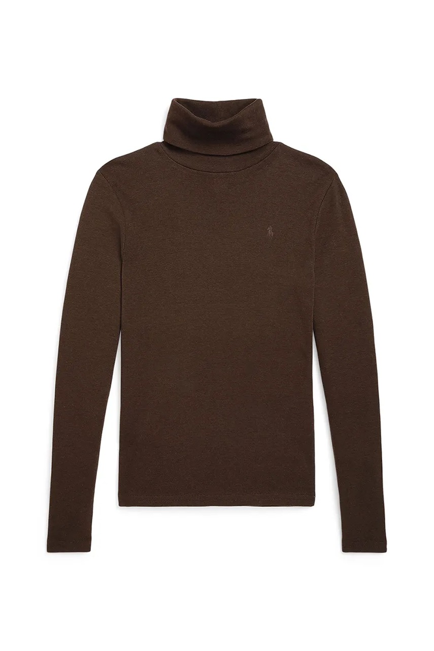 Levně Dětské tričko s dlouhým rukávem Polo Ralph Lauren hnědá barva, s golfem, 313850670018