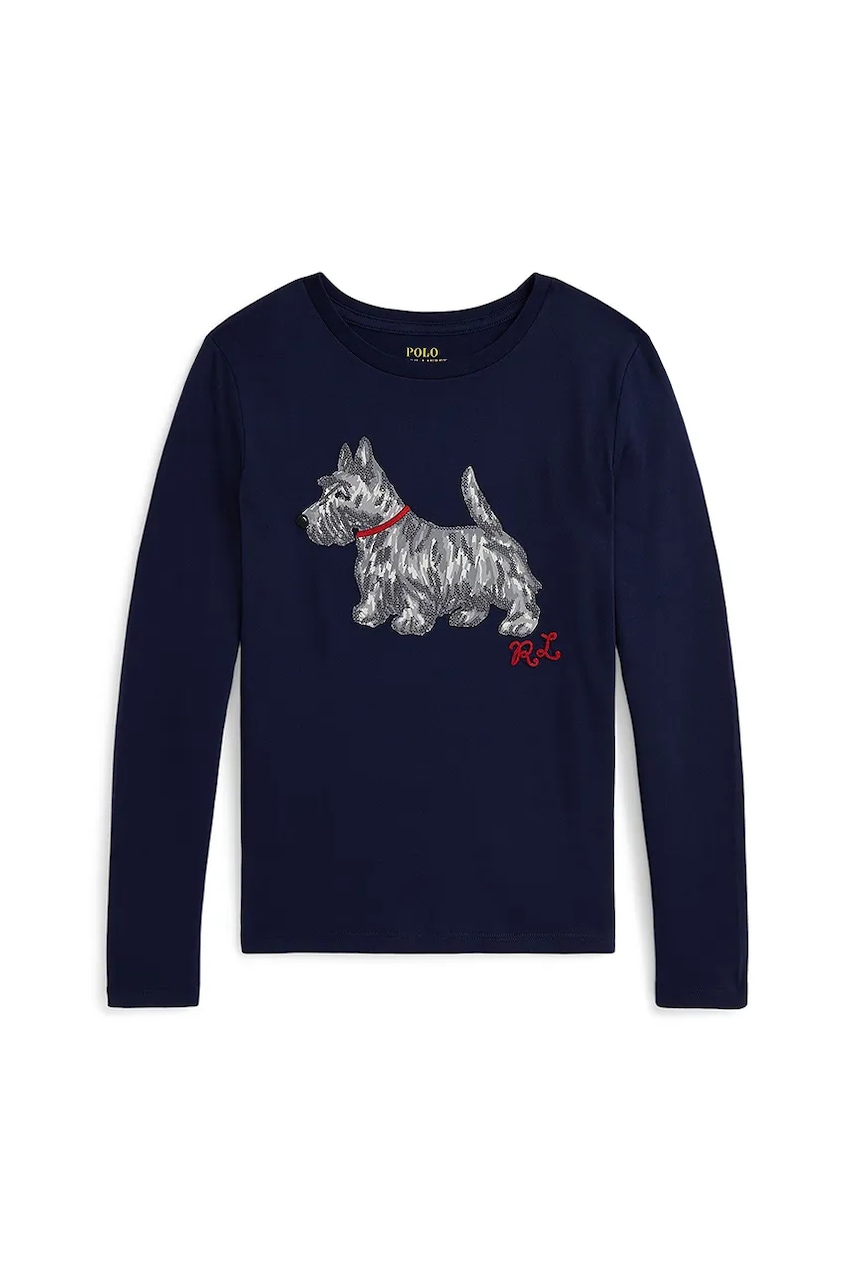 Levně Dětské tričko s dlouhým rukávem Polo Ralph Lauren tmavomodrá barva, 313979013001