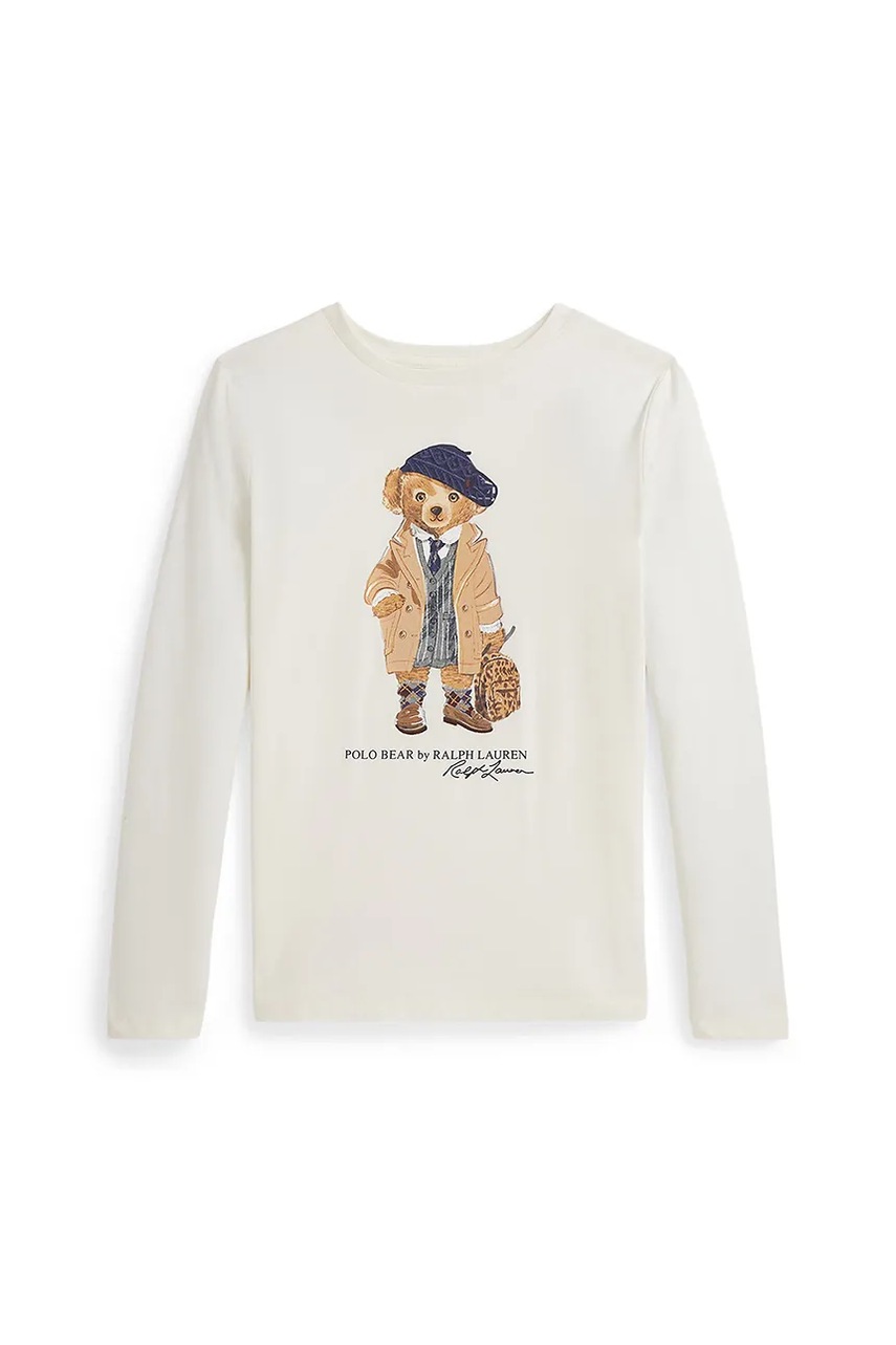 Levně Bavlněné tričko s dlouhým rukávem Polo Ralph Lauren bílá barva, 313979034001