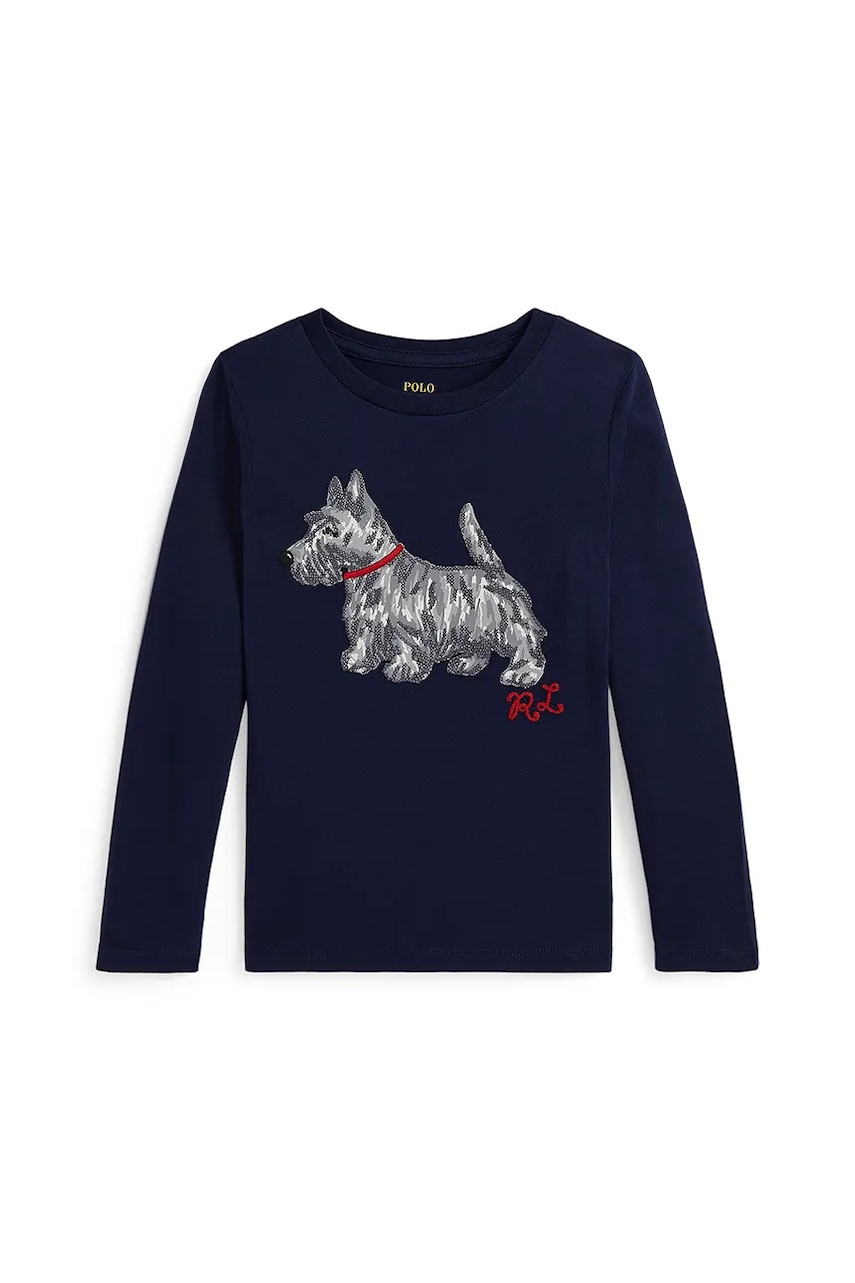 Levně Dětské tričko s dlouhým rukávem Polo Ralph Lauren tmavomodrá barva, 312979013001