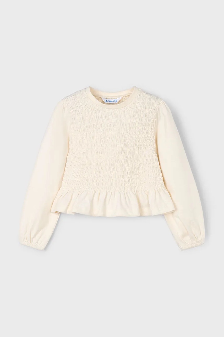 Mayoral longsleeve din bumbac pentru copii culoarea bej, 4007