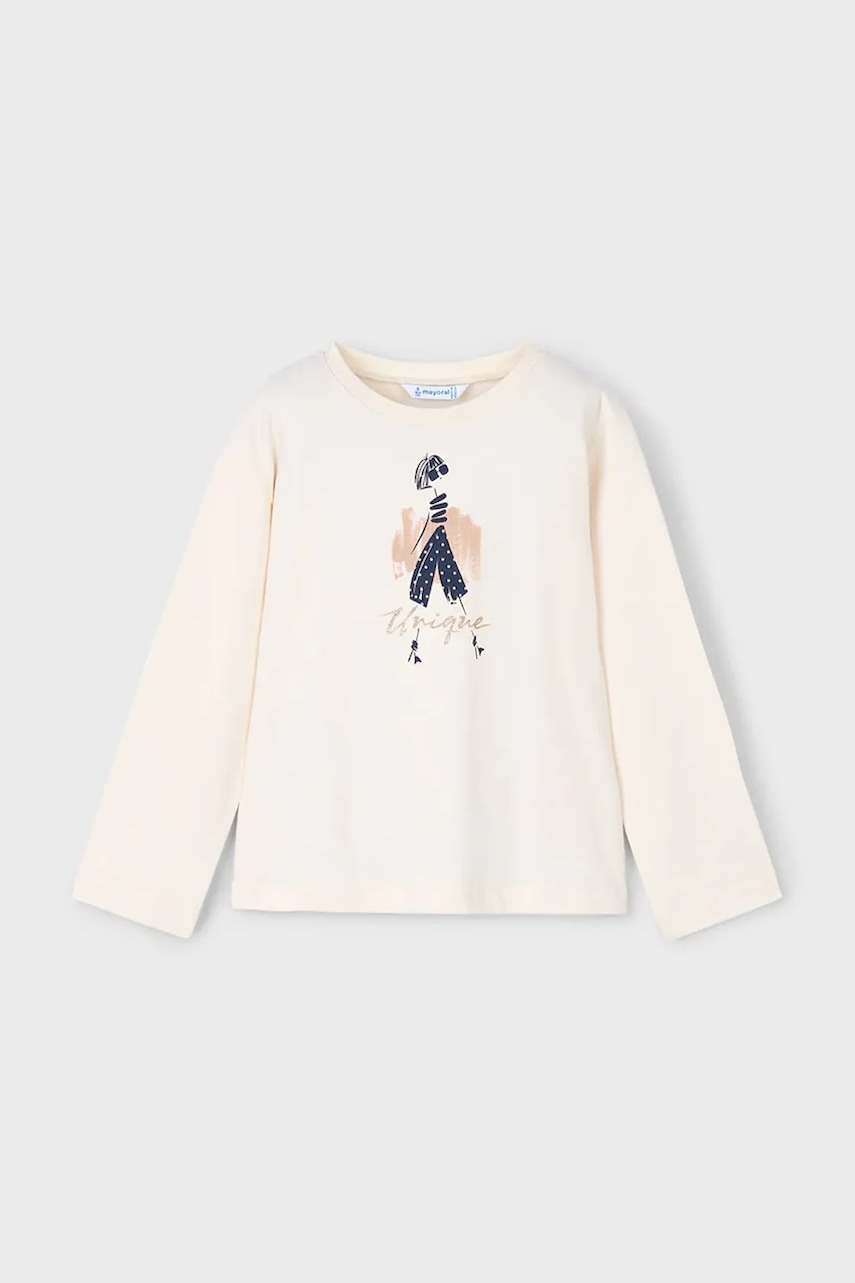 Mayoral longsleeve din bumbac culoarea bej, 4010