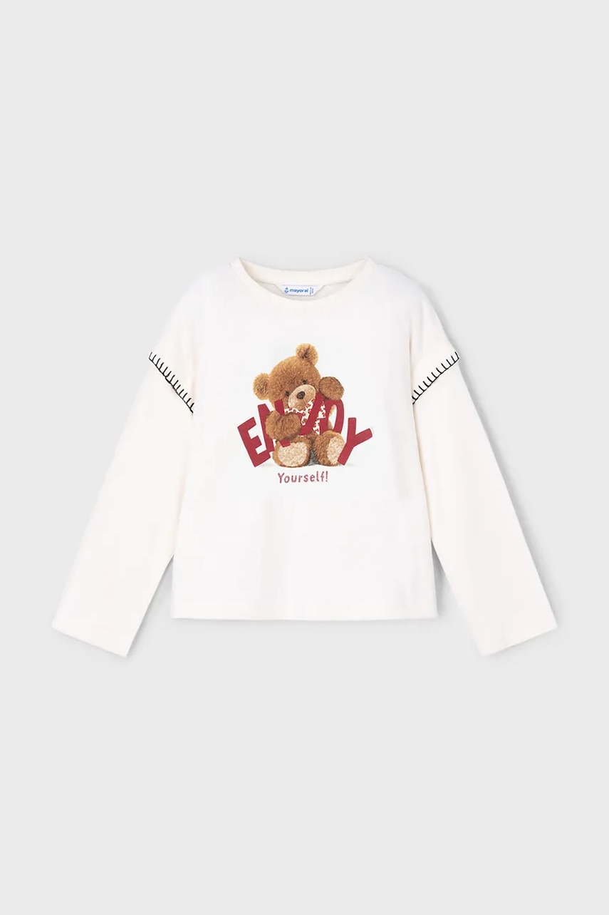 Mayoral longsleeve din bumbac culoarea alb, 4012