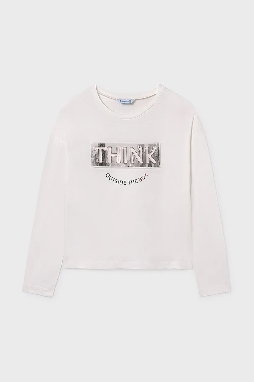 Хлопковый лонгслив Mayoral цвет белый 7021