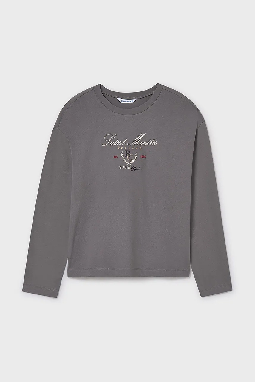 Хлопковый лонгслив Mayoral цвет серый 7025