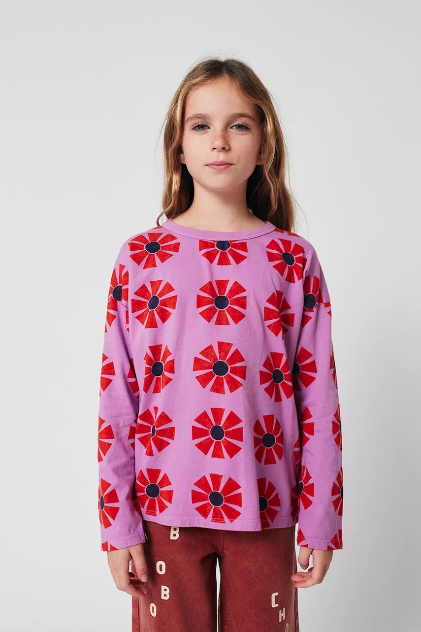Bobo Choses longsleeve din bumbac pentru copii Kaleidoscope culoarea violet, 225AC011