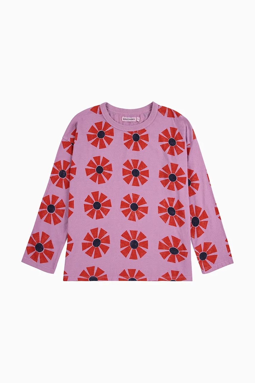 Хлопковый детский лонгслив Bobo Choses Kaleidoscope цвет фиолетовый 225AC011 Хлопковый детский лонгслив Bobo Choses Kaleidoscope цвет фиолетовый 225AC011