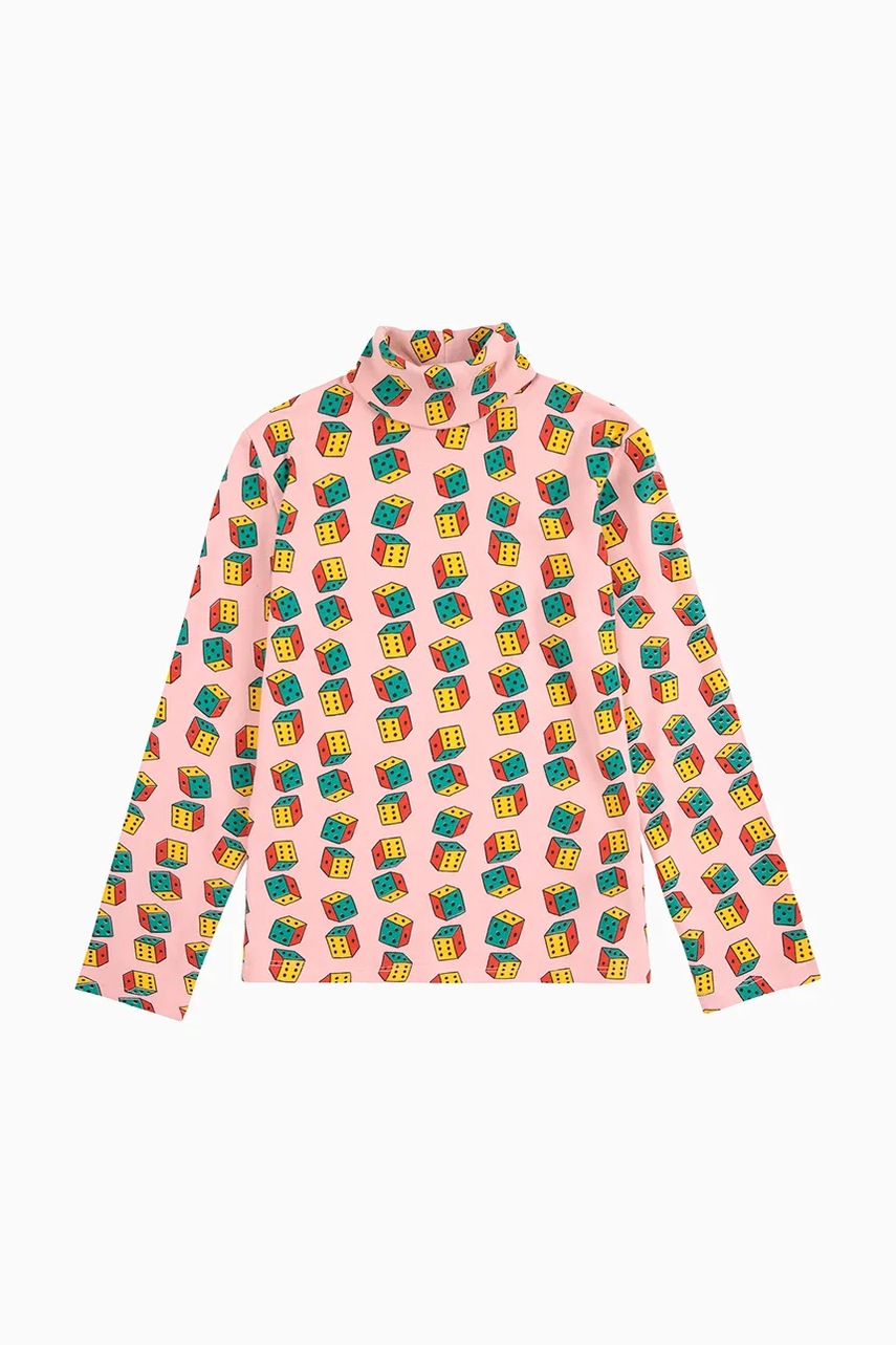Хлопковый детский лонгслив Bobo Choses Dices цвет розовый с полугольфом 225AC025