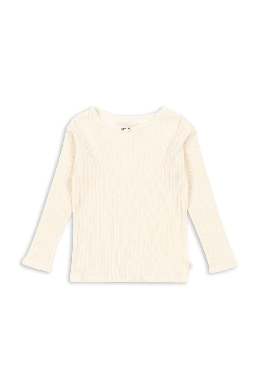 Konges Sløjd longsleeve din bumbac pentru copii PAPIN BLOUSE GOTS culoarea bej, KS103957