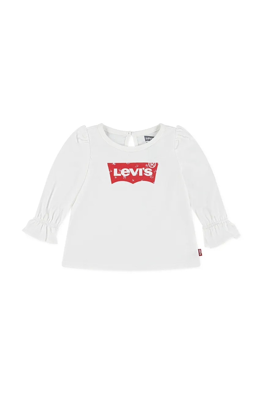 Levně Dětské bavlněné tričko s dlouhým rukávem Levi's BATWING LS FASHION KNIT TO bílá barva, 1EN569