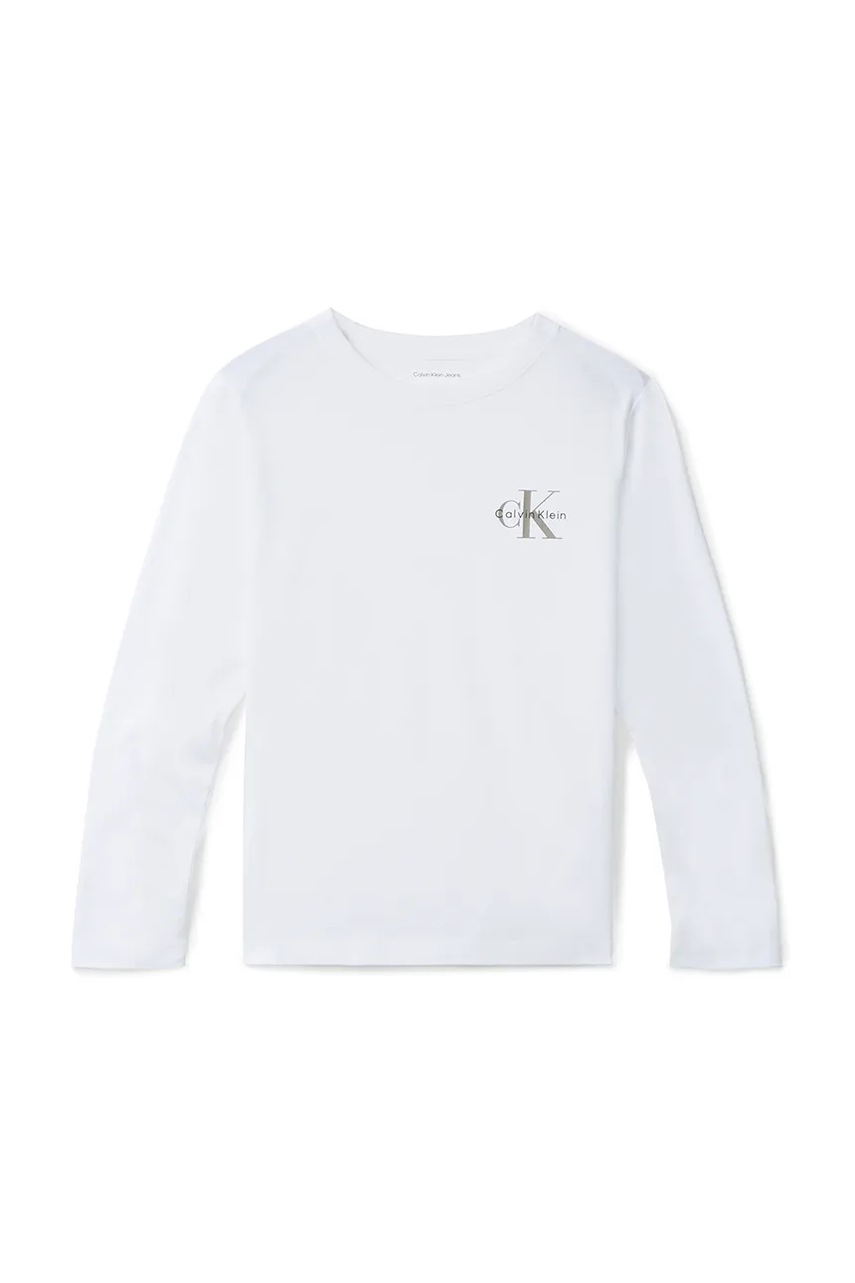 Хлопковый детский лонгслив Calvin Klein Jeans цвет белый IU0IU00717