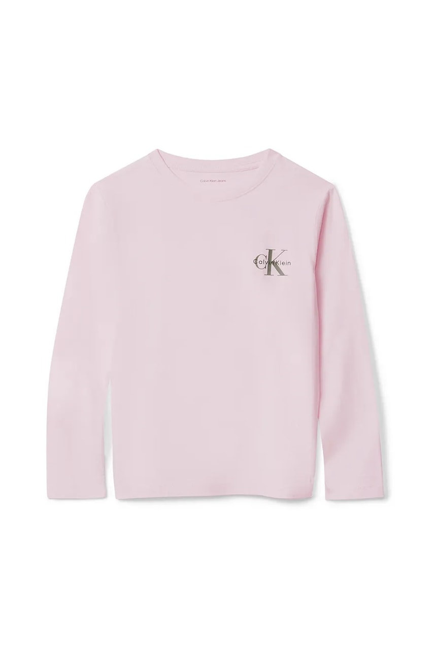 Хлопковый детский лонгслив Calvin Klein Jeans цвет розовый IU0IU00717 Хлопковый детский лонгслив Calvin Klein Jeans цвет розовый IU0IU00717