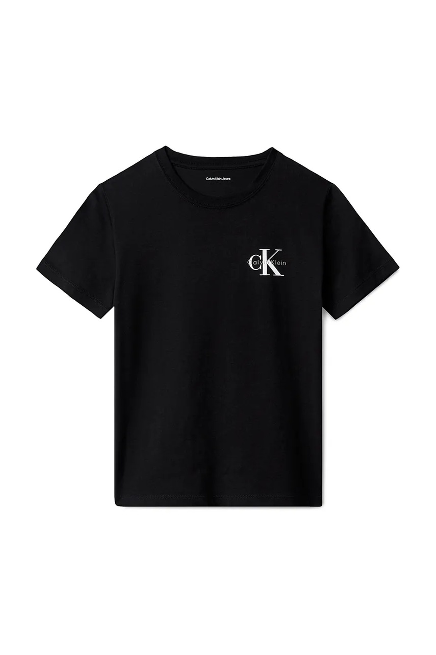 Детская хлопковая футболка Calvin Klein Jeans цвет чёрный IU0IU00719