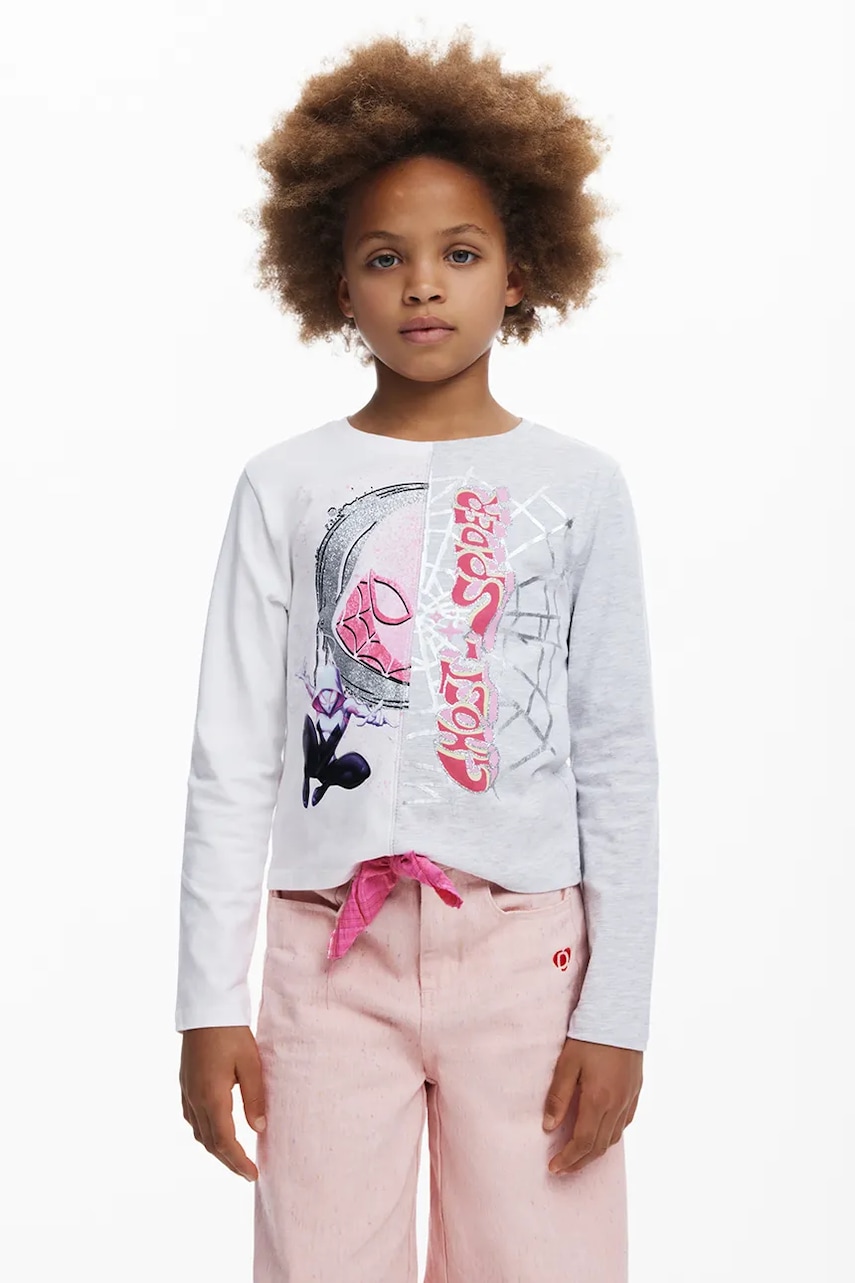 Desigual longsleeve copii culoarea alb, 25WGTK18