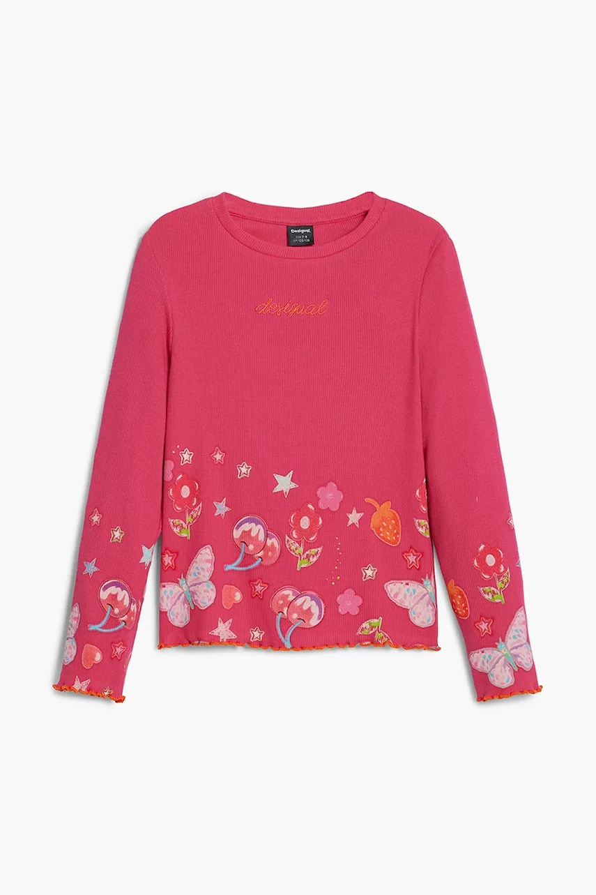 Desigual longsleeve copii culoarea roz, 25WGTK22