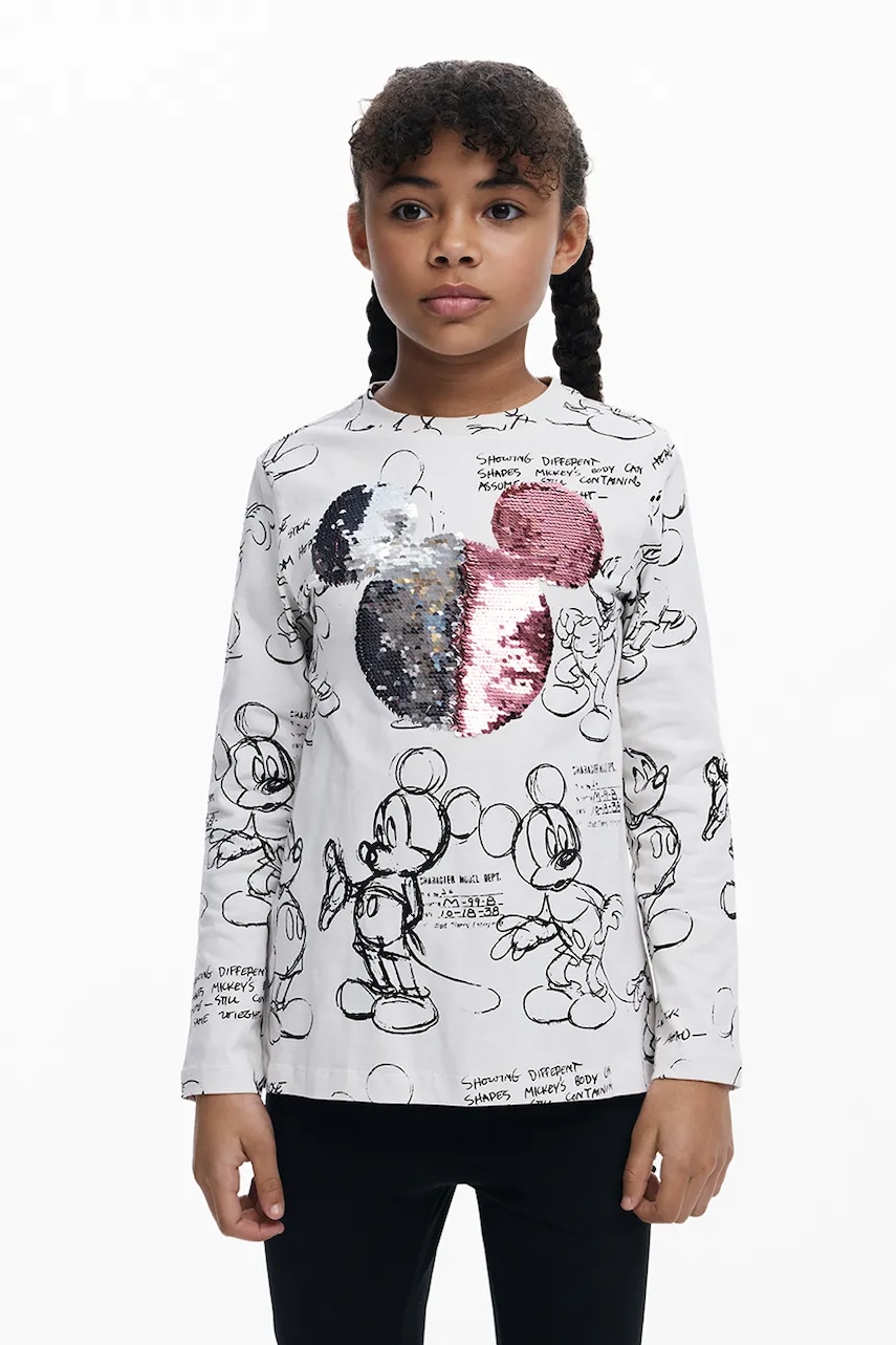 Desigual longsleeve din bumbac pentru copii culoarea alb, 25WGTK25
