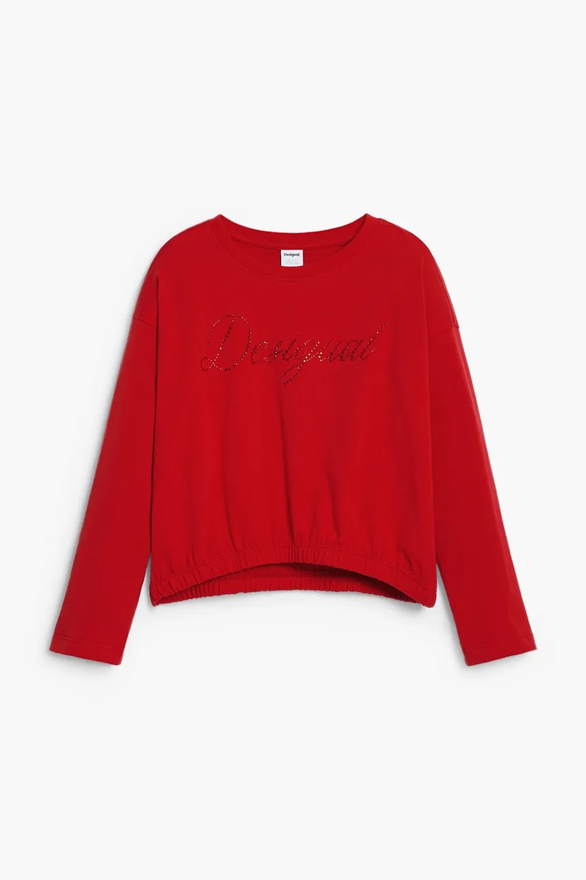 Desigual longsleeve din bumbac pentru copii culoarea roșu, 25WGTK26