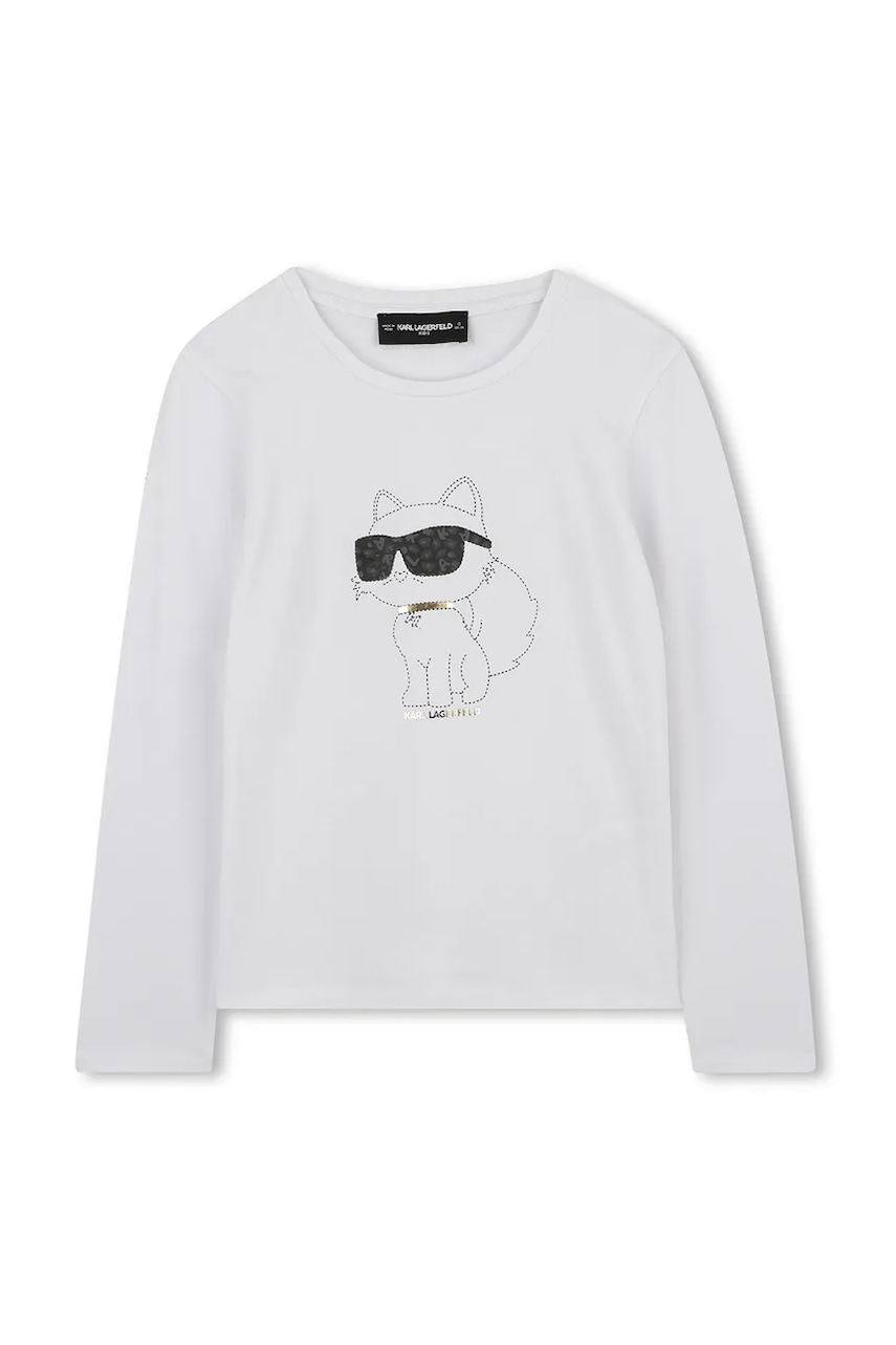 Karl Lagerfeld longsleeve copii culoarea alb, Z30938