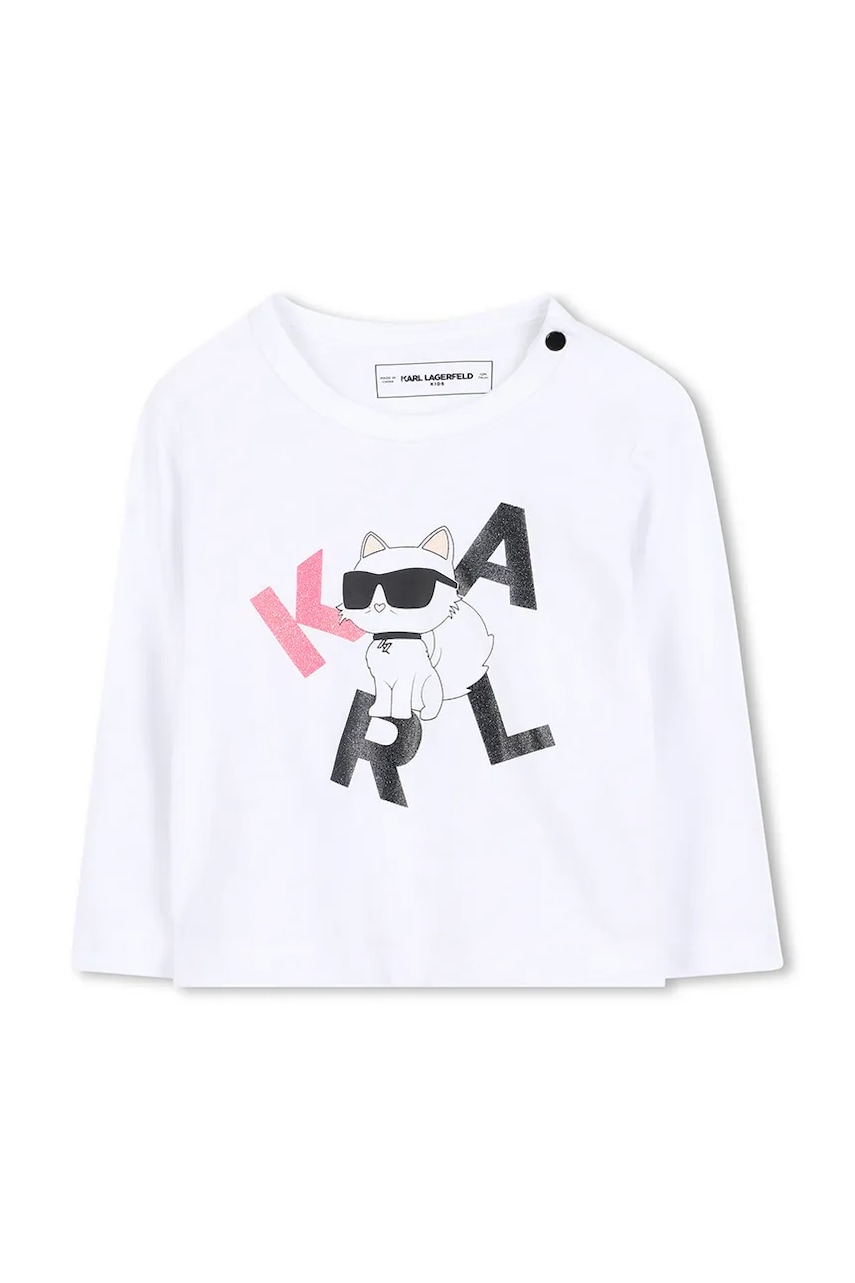 Karl Lagerfeld longsleeve din bumbac pentru copii culoarea alb, Z30962