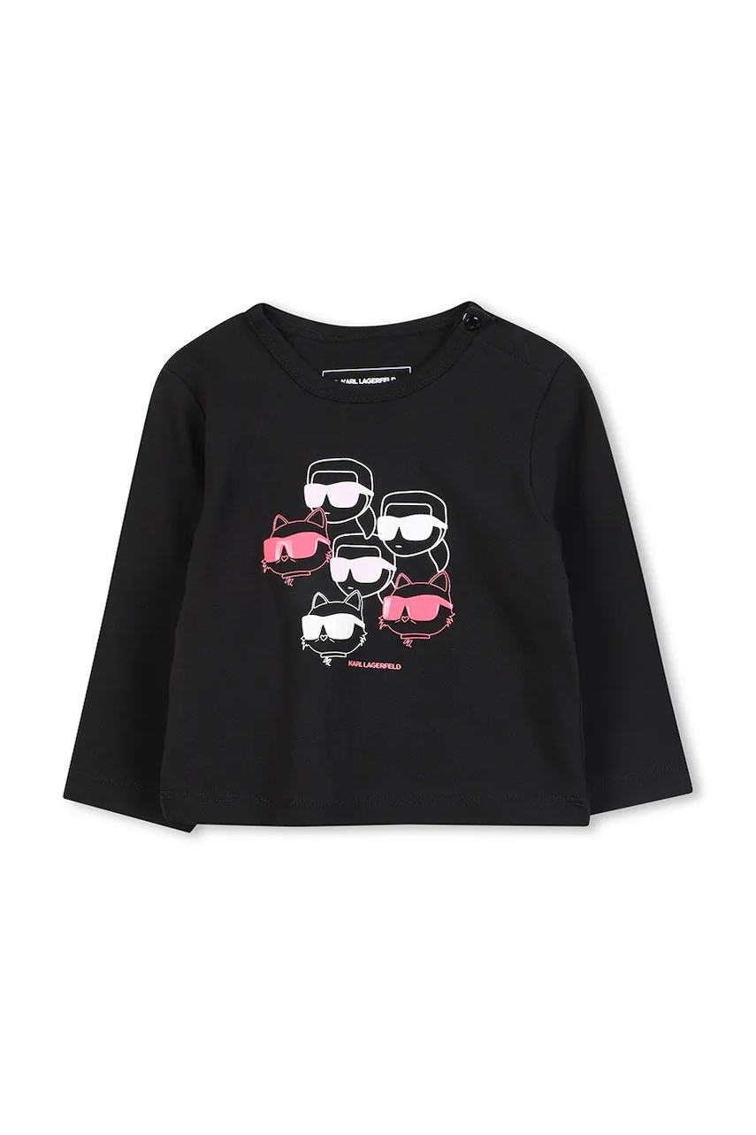 Karl Lagerfeld longsleeve din bumbac pentru copii culoarea negru, Z30962