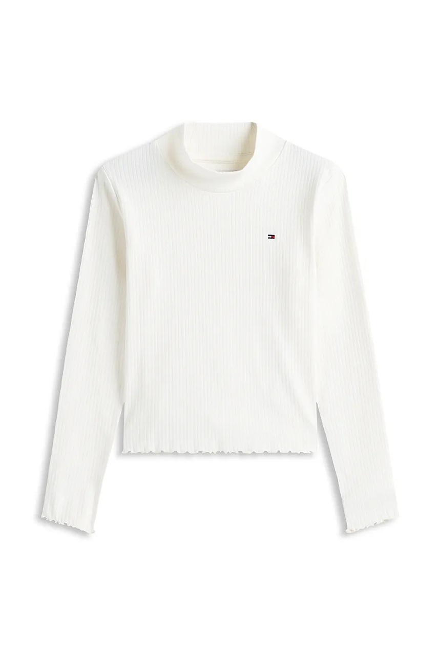 Детский лонгслив с хлопком Tommy Hilfiger цвет белый с полугольфом KG0KG08802 Детский лонгслив с хлопком Tommy Hilfiger цвет белый с полугольфом KG0KG08802