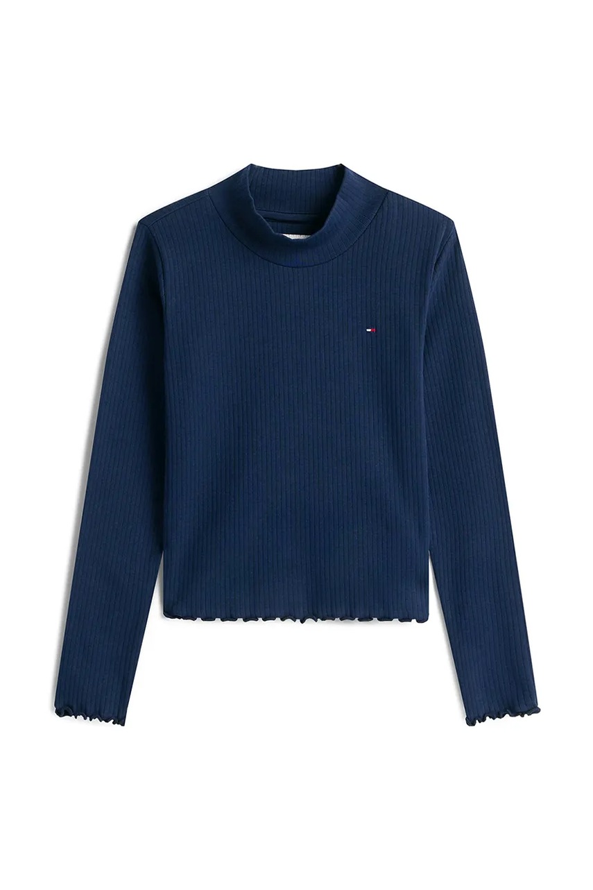 Детский лонгслив с хлопком Tommy Hilfiger цвет синий с полугольфом KG0KG08802 Детский лонгслив с хлопком Tommy Hilfiger цвет синий с полугольфом KG0KG08802