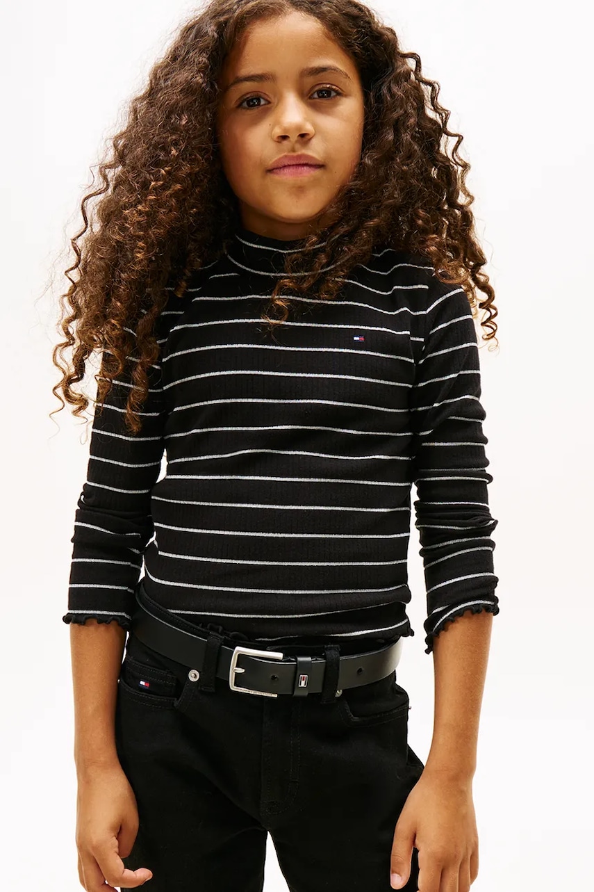 

Детска блуза с дълги ръкави Tommy Hilfiger в черно с ниско поло KG0KG08867, Черен