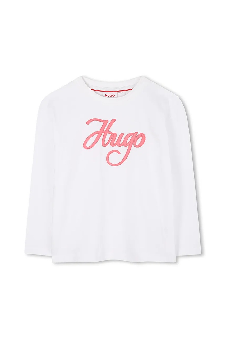 HUGO longsleeve din bumbac pentru copii culoarea alb, G00492
