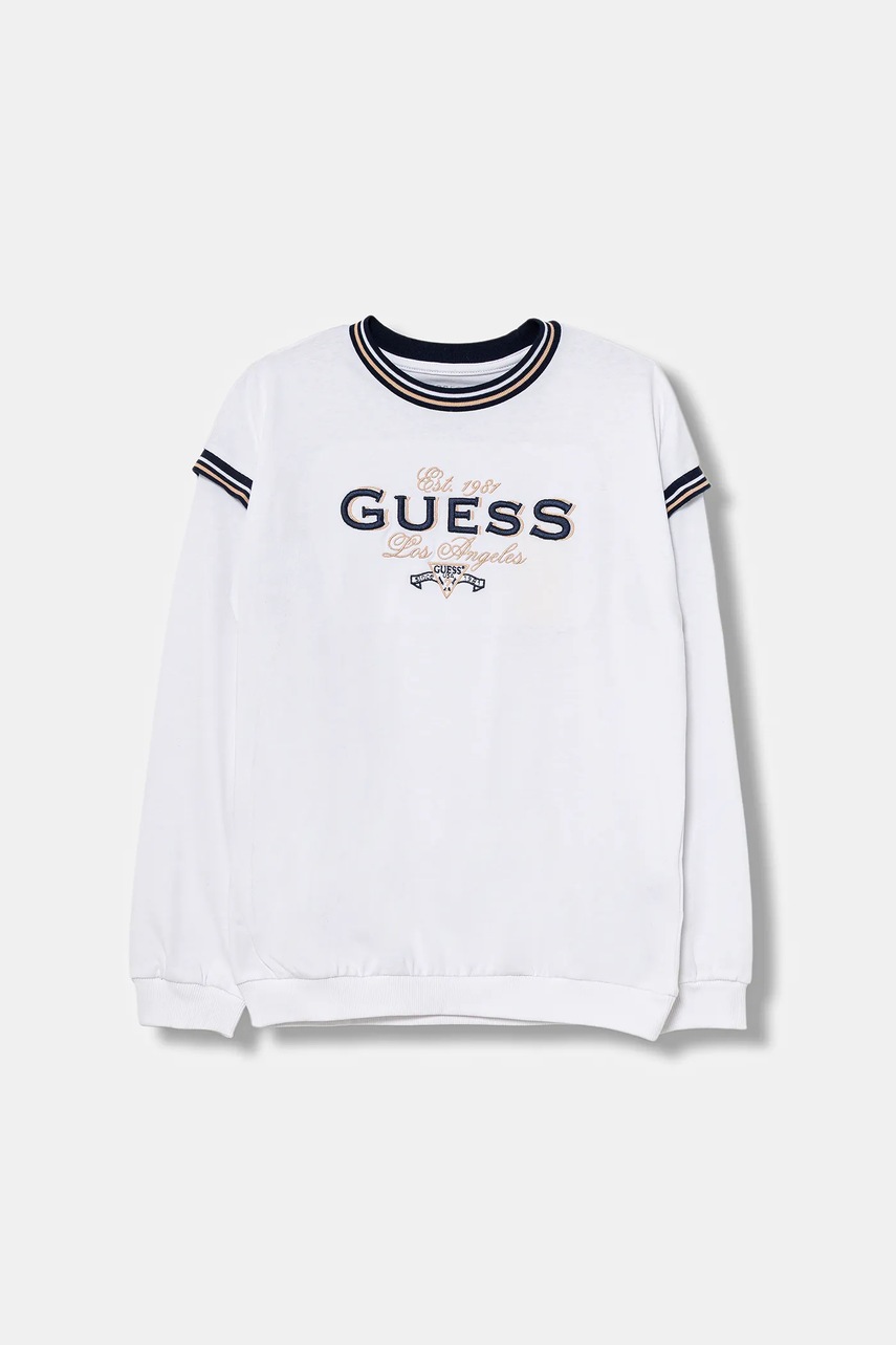 Levně Dětské bavlněné tričko s dlouhým rukávem Guess bílá barva, J5BI29 K8VA4