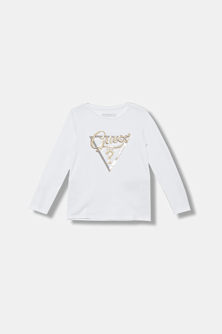 Levně Dětské tričko s dlouhým rukávem Guess bílá barva, K5BI06 J1314