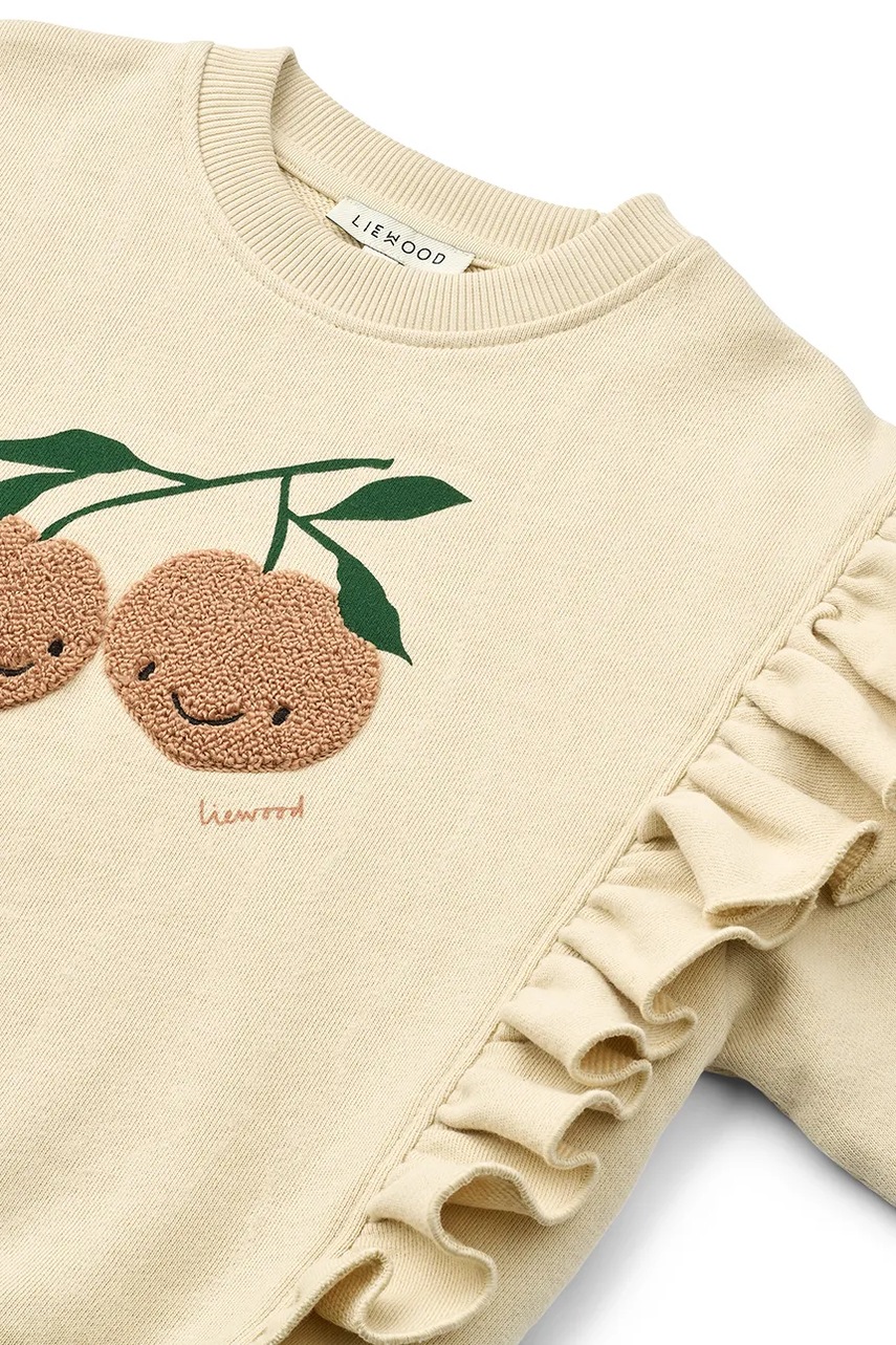 Liewood gyerek melegítőfelső pamutból Marcella Placement Sweatshirt bézs, nyomott mintás, LW20081 termék 2. képe