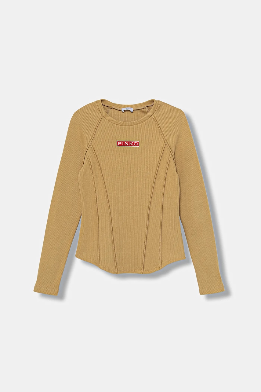 Levně Dětské tričko s dlouhým rukávem Pinko béžová barva, KFTS017.C.JE012