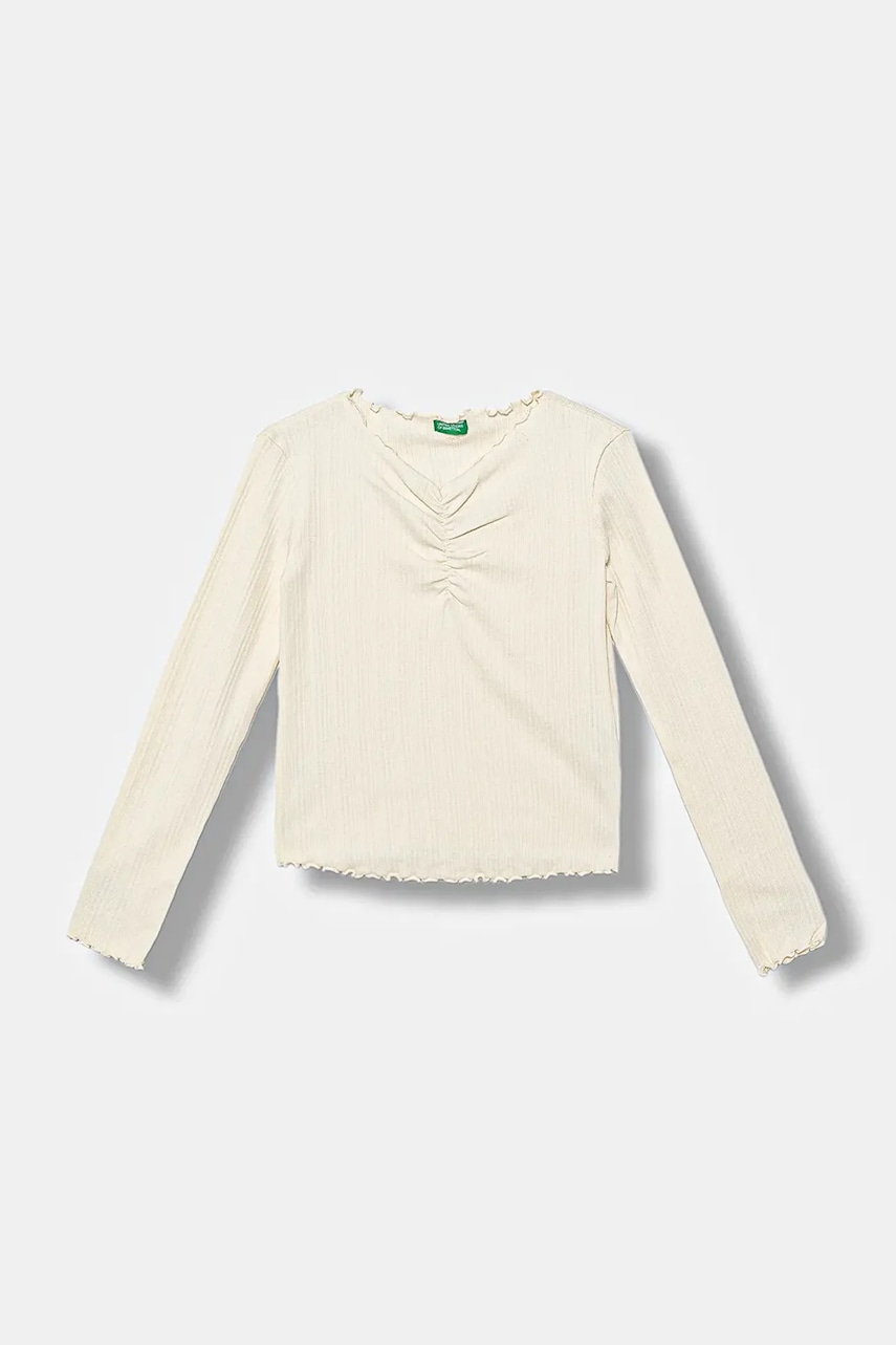 United Colors of Benetton longsleeve copii culoarea bej, 3KIEC10Q9