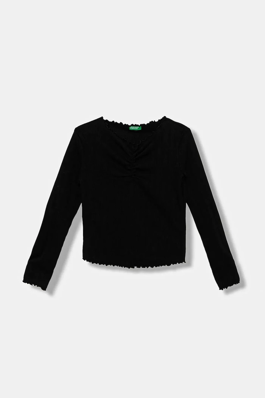 United Colors of Benetton longsleeve copii culoarea negru, 3KIEC10Q9