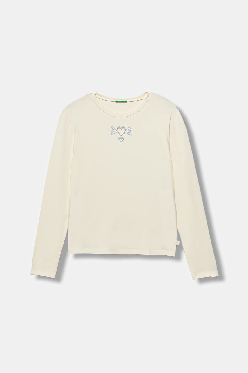 United Colors of Benetton longsleeve copii culoarea bej, 3P4ZC10QF