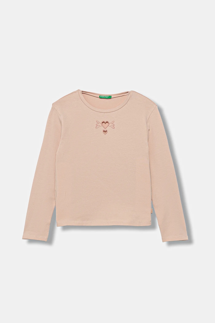 United Colors of Benetton longsleeve copii culoarea roz, 3P4ZC10QF