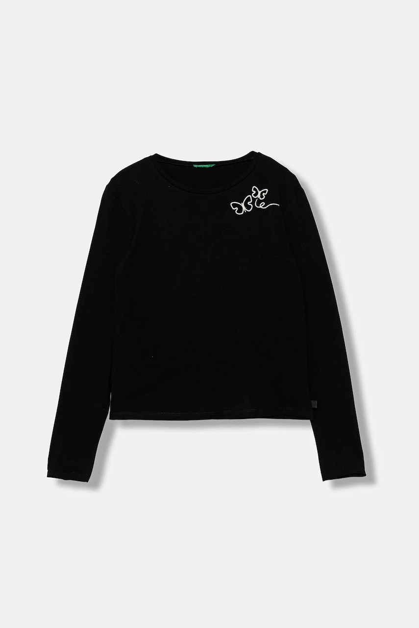 United Colors of Benetton longsleeve copii culoarea negru, 3P4ZC10QF