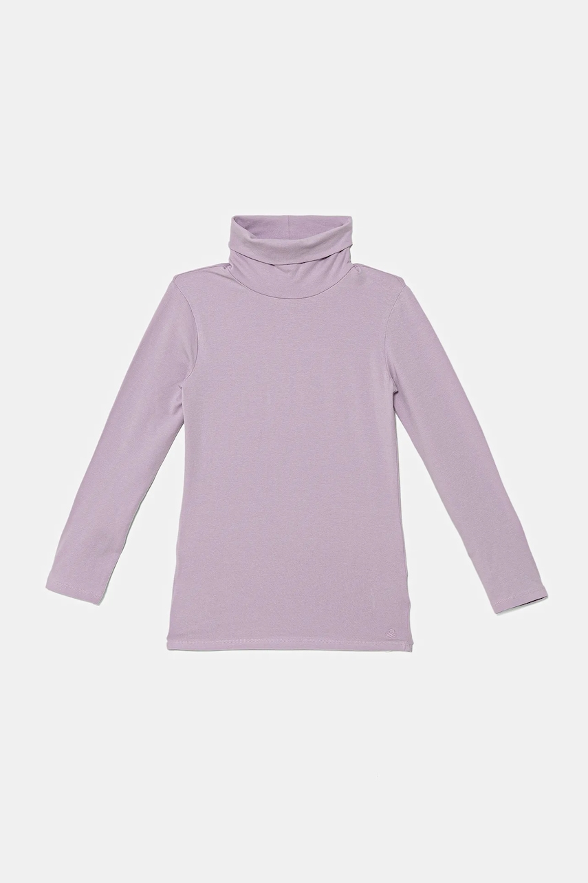 Levně Dětské tričko s dlouhým rukávem United Colors of Benetton fialová barva, s golfem, 3P4ZC202N