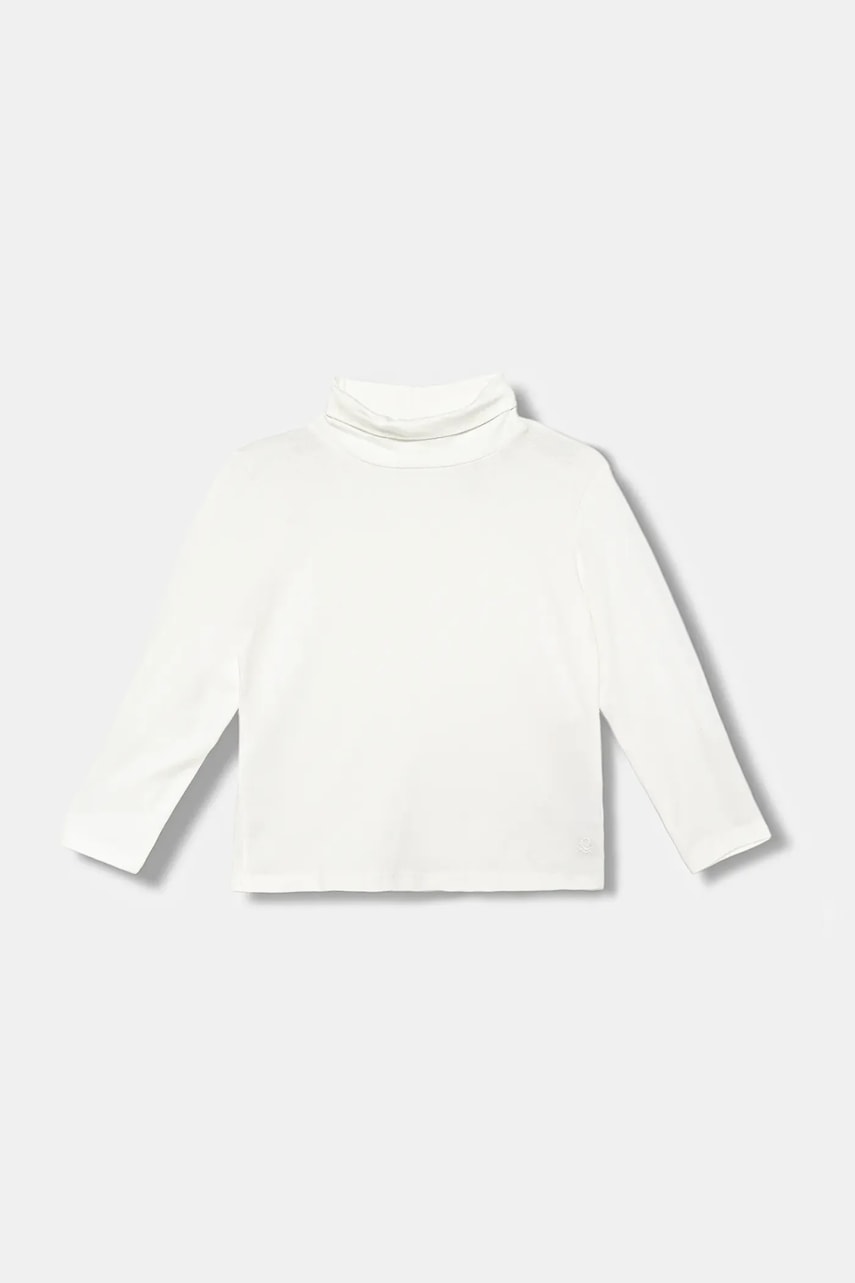Levně Dětské tričko s dlouhým rukávem United Colors of Benetton bílá barva, s golfem, 3P4ZG200D