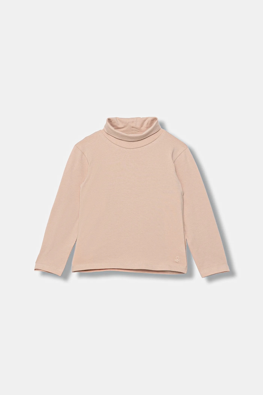 Levně Dětské tričko s dlouhým rukávem United Colors of Benetton růžová barva, s golfem, 3P4ZG200D