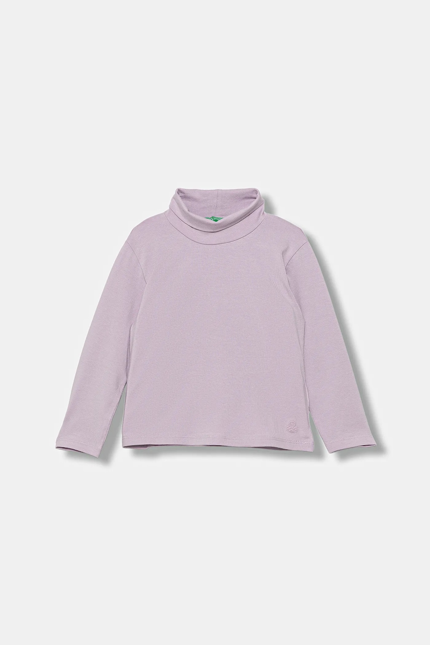 Levně Dětské tričko s dlouhým rukávem United Colors of Benetton fialová barva, s golfem, 3P4ZG200D