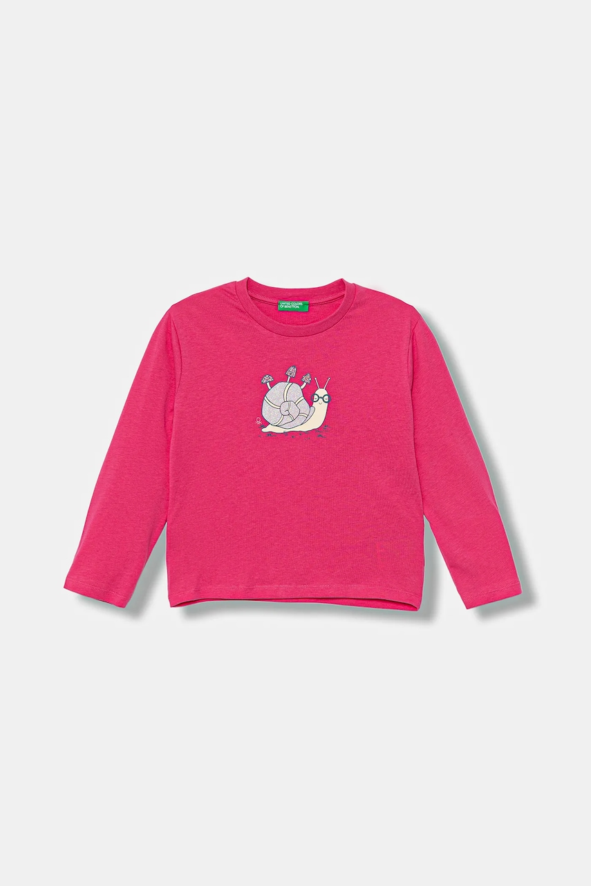 United Colors of Benetton longsleeve din bumbac pentru copii culoarea roz, 35RYG10K7
