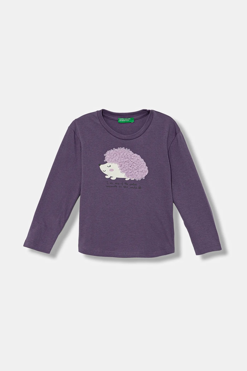 United Colors of Benetton longsleeve din bumbac pentru copii culoarea violet, 3I1XG10K8