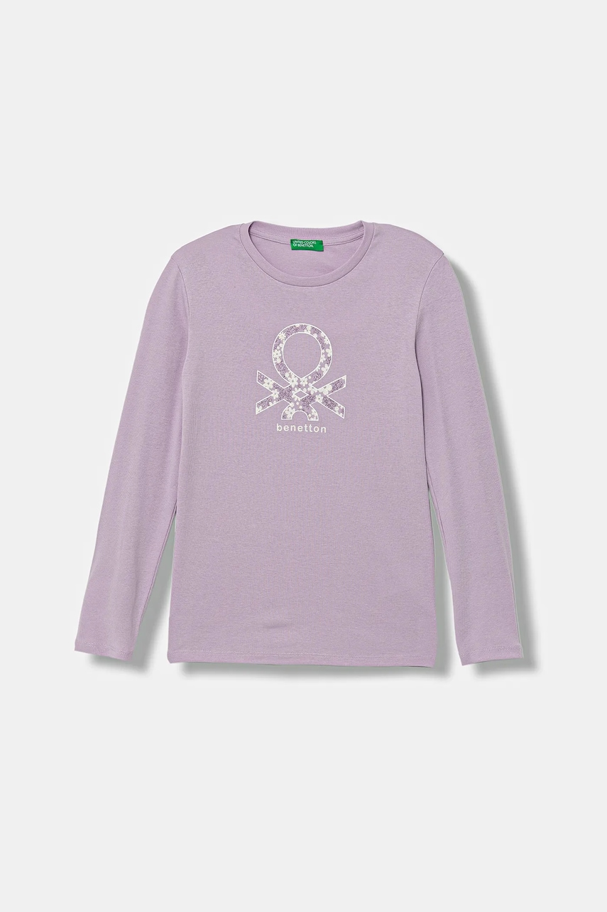 United Colors of Benetton longsleeve din bumbac pentru copii culoarea violet, 3I9WC10Q2
