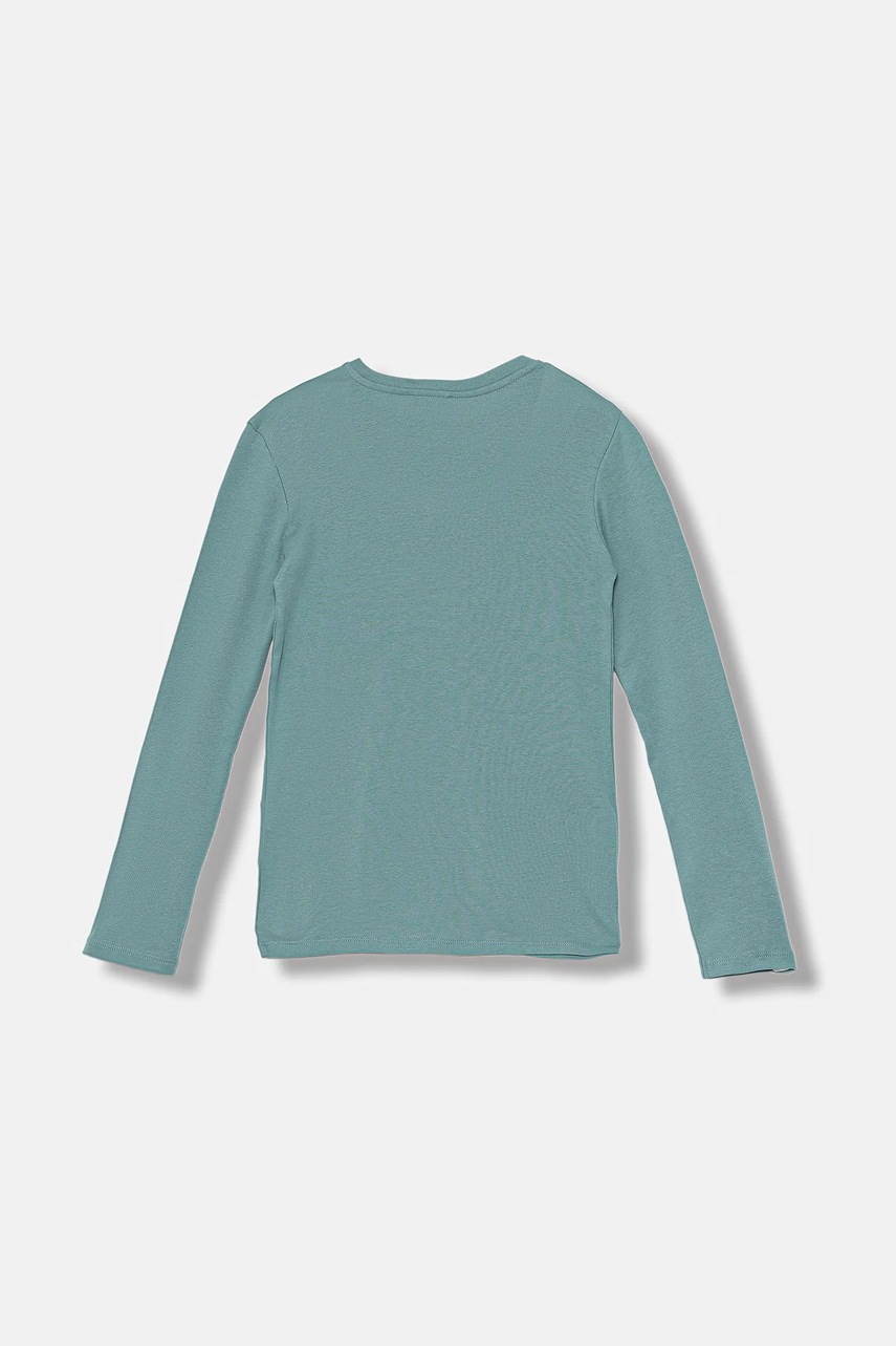 Хлопковый детский лонгслив United Colors of Benetton цвет бирюзовый 3I9WC10Q2 Хлопковый детский лонгслив United Colors of Benetton цвет бирюзовый 3I9WC10Q2