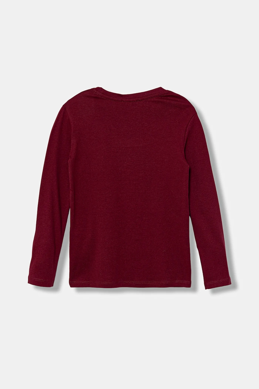 Хлопковый детский лонгслив United Colors of Benetton цвет бордовый 3I9WC10Q2 Хлопковый детский лонгслив United Colors of Benetton цвет бордовый 3I9WC10Q2