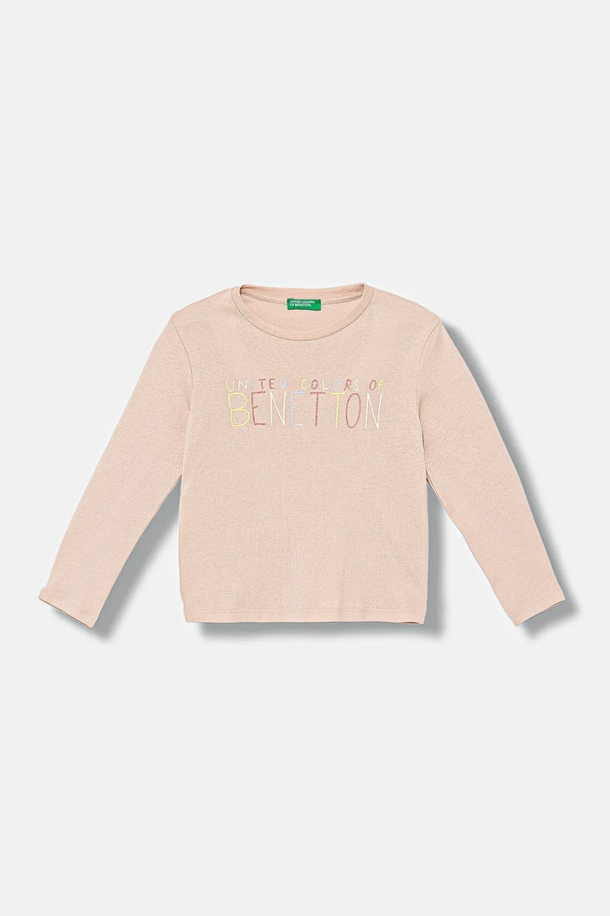 United Colors of Benetton longsleeve din bumbac pentru copii culoarea roz, 3I9WG10JS