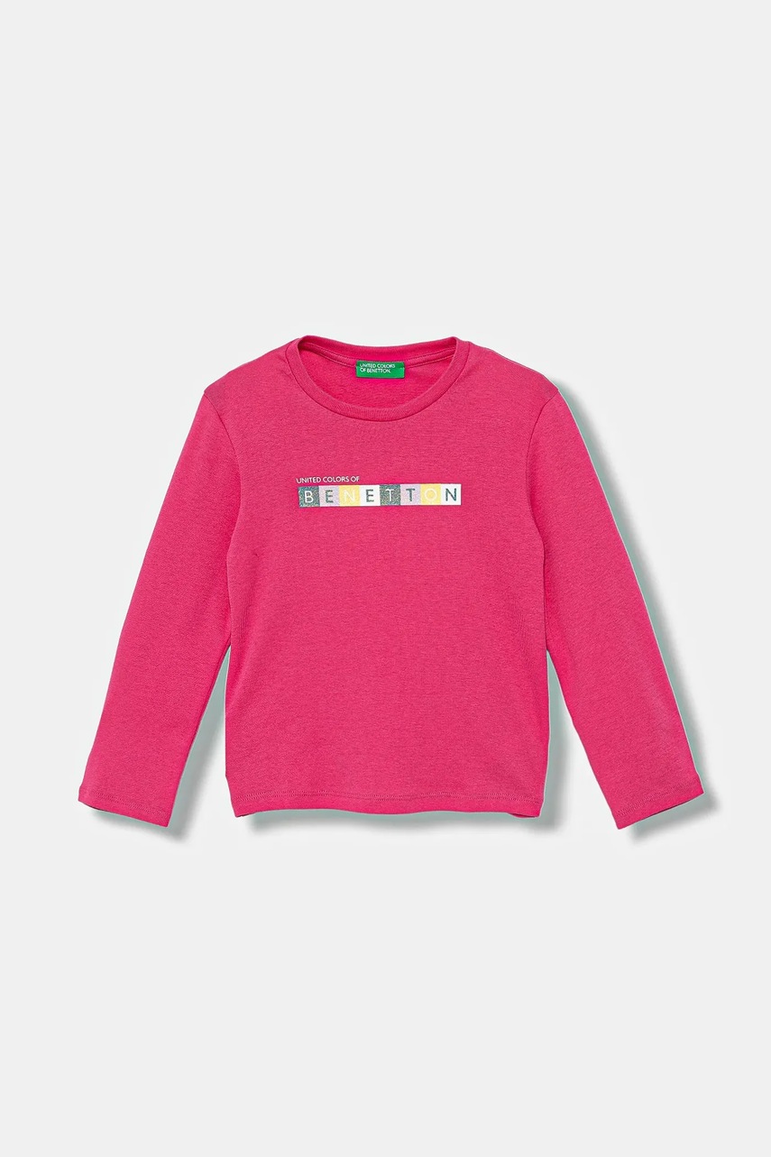United Colors of Benetton longsleeve din bumbac pentru copii culoarea roz, 3I9WG10JS