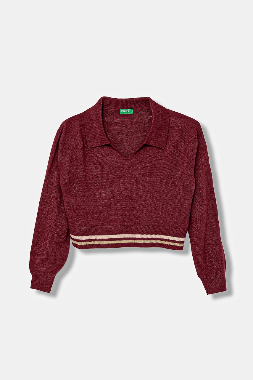 United Colors of Benetton pulover copii culoarea bordo, 1270Q3009
